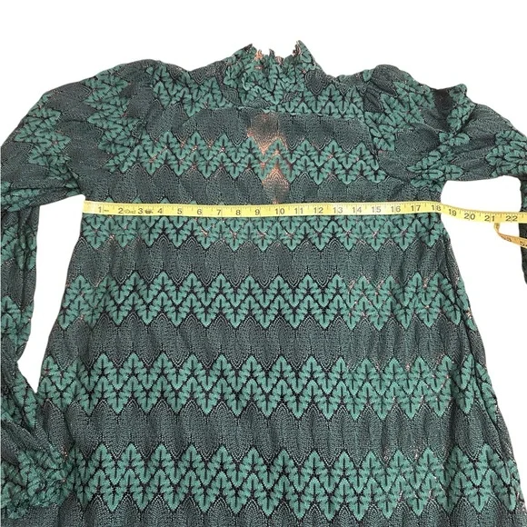 Free People Simone Mock Neck Lace Dress, dark green, women’s size XS - Picture 9 of 11